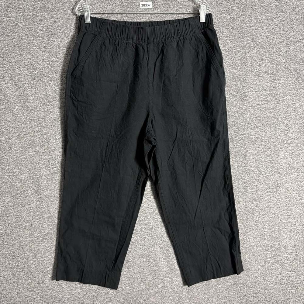 Duluth Trading Women's Size 12 Black Overeasy Hemp Blend Capri Summer Pants